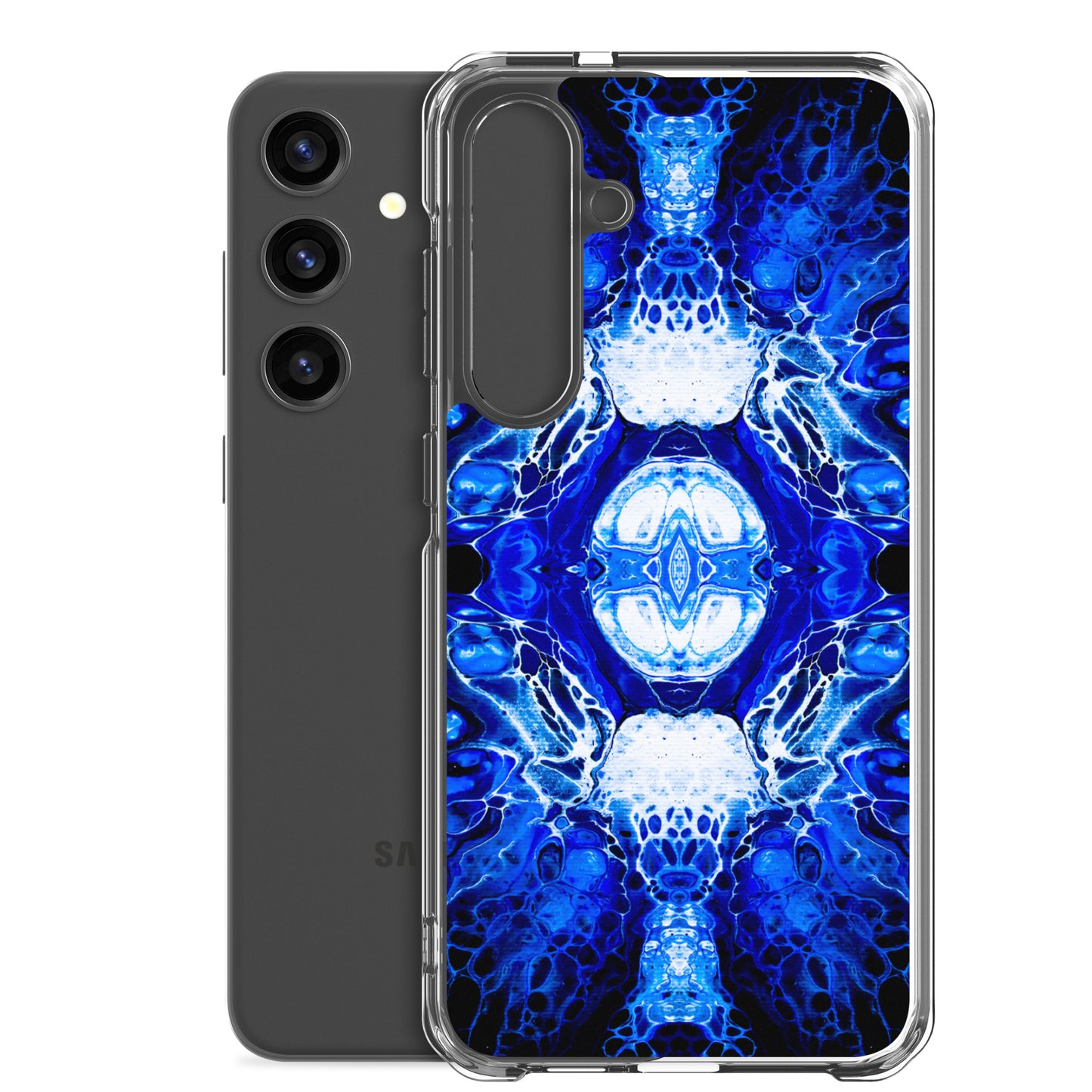 NightOwl Studio Custom Phone Case Compatible with Samsung Galaxy, Slim Cover for Wireless Charging, Drop and Scratch Resistant, Blue Nucleus