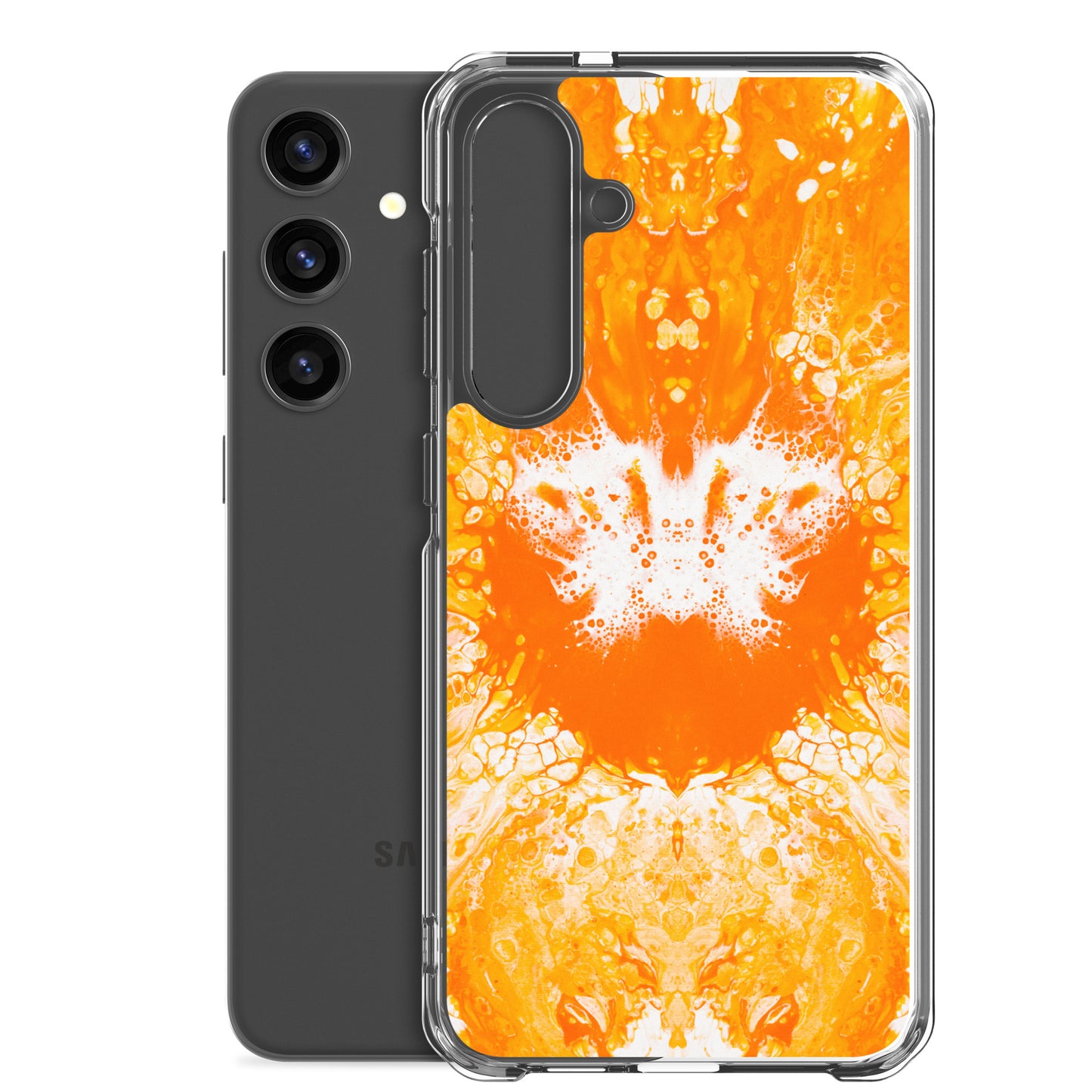 NightOwl Studio Custom Phone Case Compatible with Samsung Galaxy, Slim Cover for Wireless Charging, Drop and Scratch Resistant, Naranja