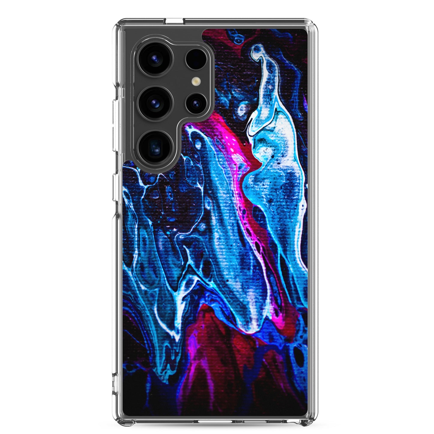 NightOwl Studio Custom Phone Case Compatible with Samsung Galaxy, Slim Cover for Wireless Charging, Drop and Scratch Resistant, Boho Art Colors, Blue Liquid