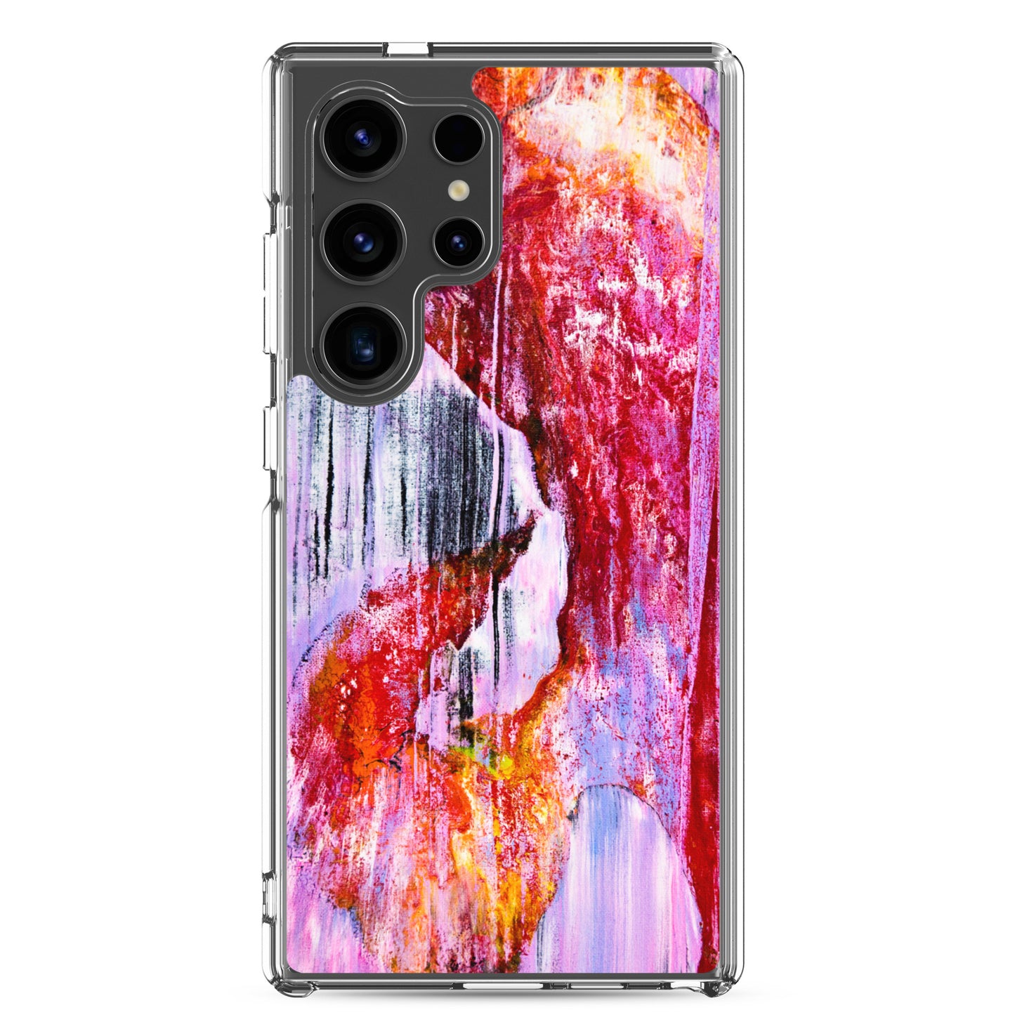 NightOwl Studio Custom Phone Case Compatible with Samsung Galaxy, Slim Cover for Wireless Charging, Drop and Scratch Resistant, Pink Rain