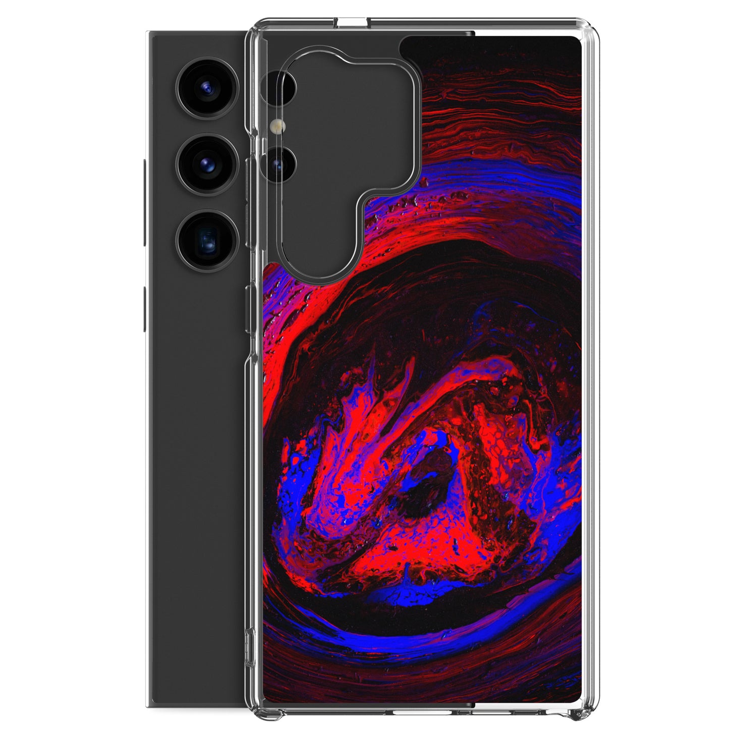 NightOwl Studio Custom Phone Case Compatible with Samsung Galaxy, Slim Cover for Wireless Charging, Drop and Scratch Resistant, Red Vortex