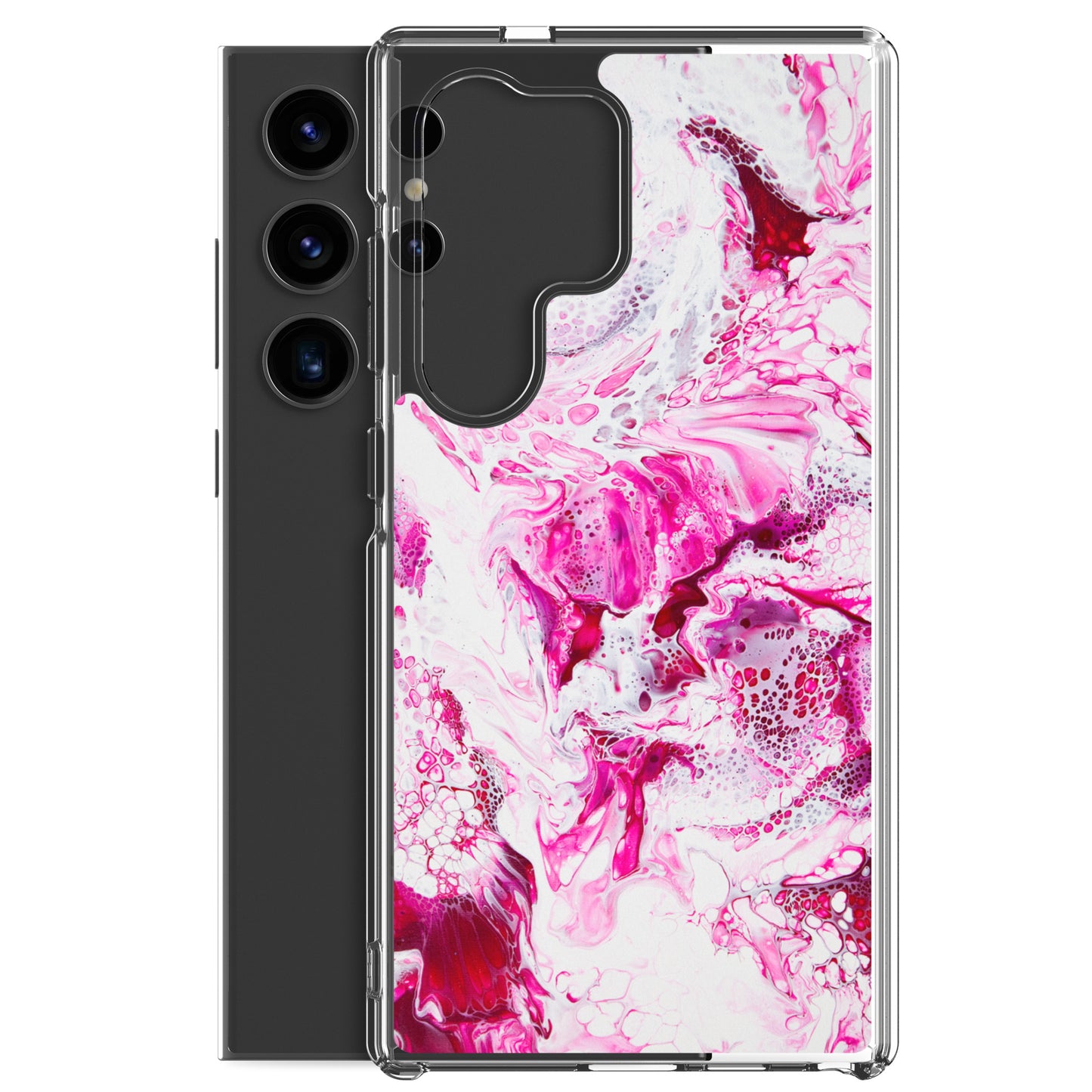 NightOwl Studio Custom Phone Case Compatible with Samsung Galaxy, Slim Cover for Wireless Charging, Drop and Scratch Resistant, Pink Distortion