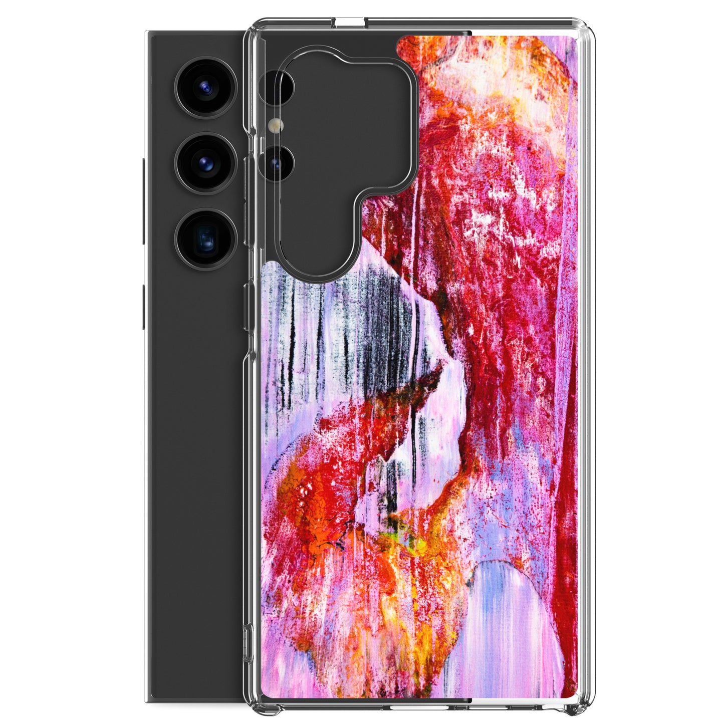 NightOwl Studio Custom Phone Case Compatible with Samsung Galaxy, Slim Cover for Wireless Charging, Drop and Scratch Resistant, Pink Rain