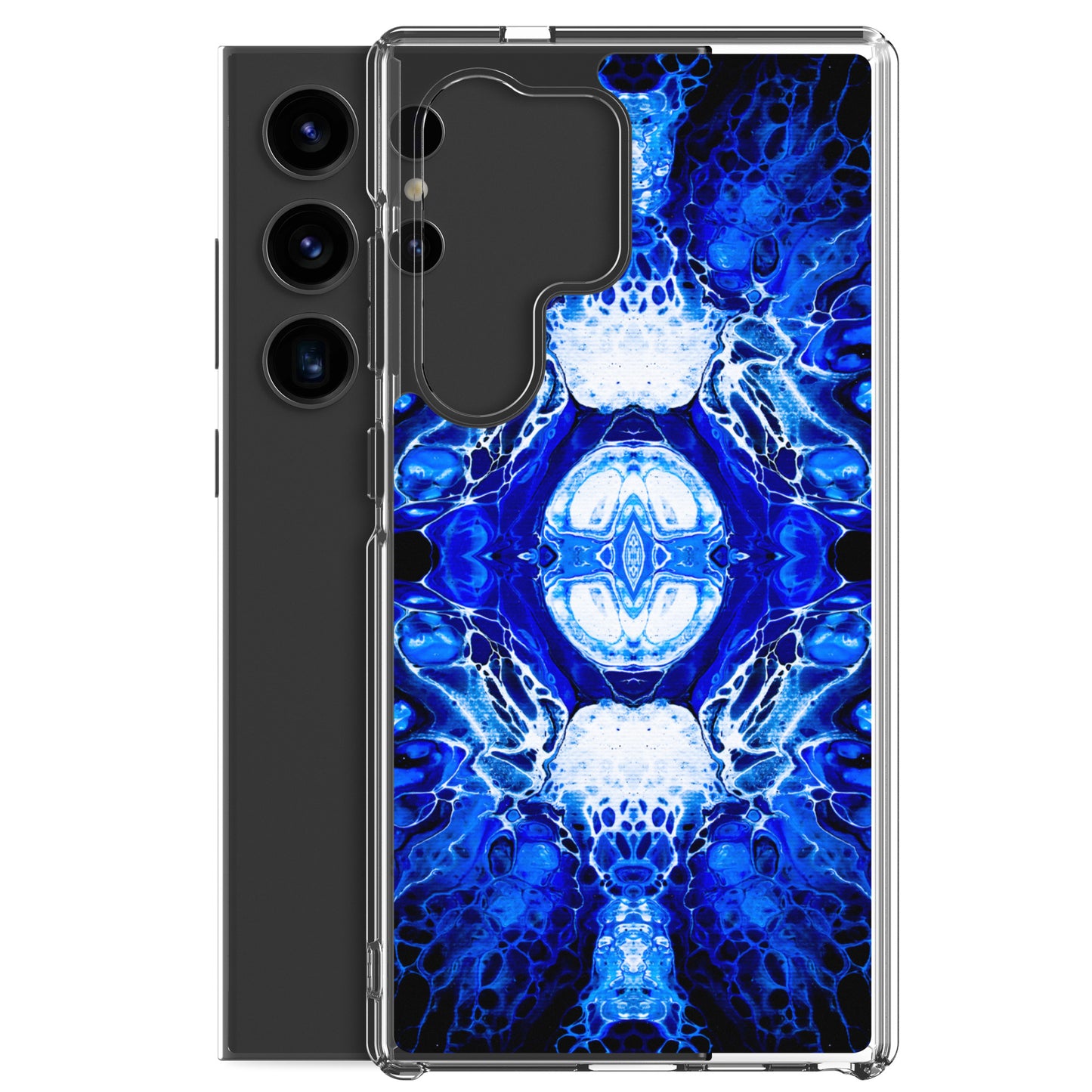 NightOwl Studio Custom Phone Case Compatible with Samsung Galaxy, Slim Cover for Wireless Charging, Drop and Scratch Resistant, Blue Nucleus