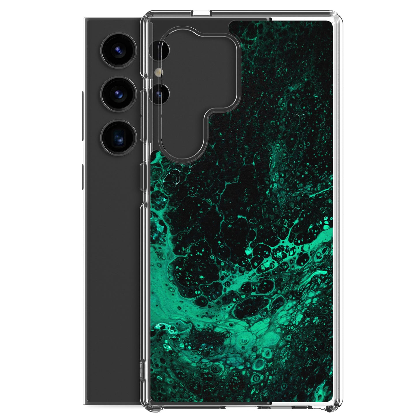 NightOwl Studio Custom Phone Case Compatible with Samsung Galaxy, Slim Cover for Wireless Charging, Drop and Scratch Resistant, Green Tide