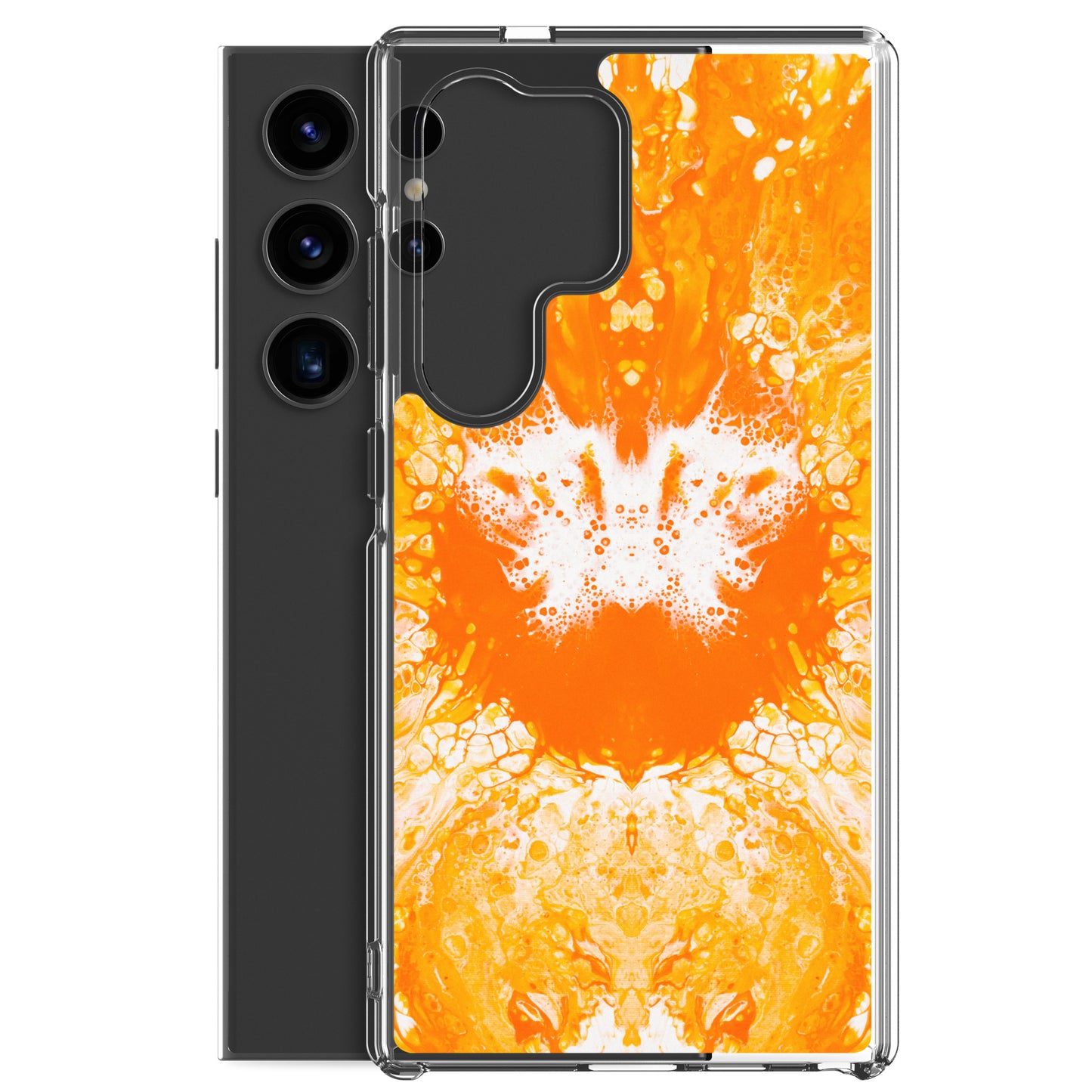 NightOwl Studio Custom Phone Case Compatible with Samsung Galaxy, Slim Cover for Wireless Charging, Drop and Scratch Resistant, Naranja