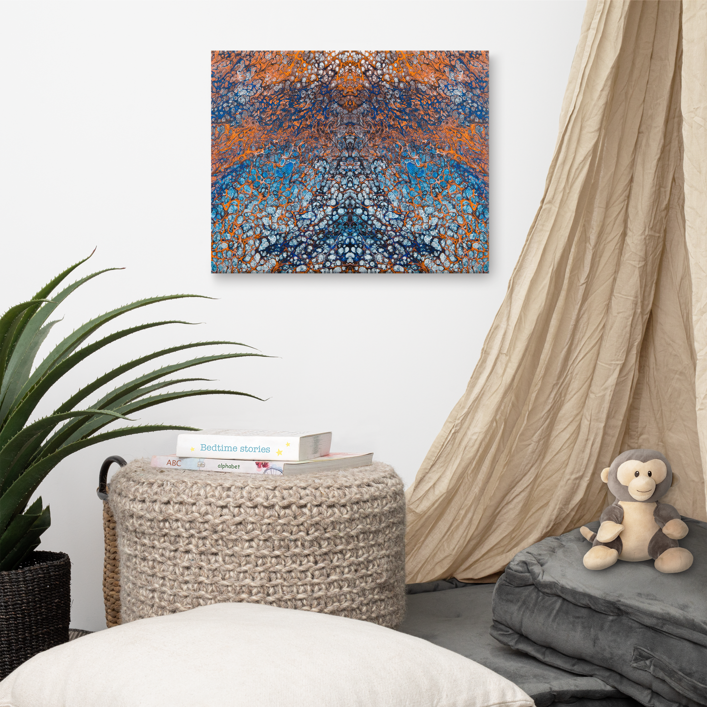 16x20 Abstract Canvas Print, Acrylic Painting Reproduction, Wall Art, Boho Living Room, Bedroom, Office, and Home Decor, Premium Canvas with Wooden Frame, Butterfly Effect by NightOwl Studio