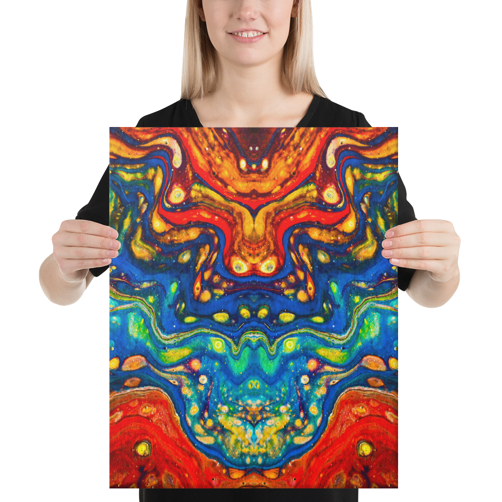 16x20 Abstract Canvas Print, Acrylic Painting Reproduction, Wall Art, Boho Living Room, Bedroom, Office, and Home Decor, Premium Canvas with Wooden Frame, Color Dragon by NightOwl Studio