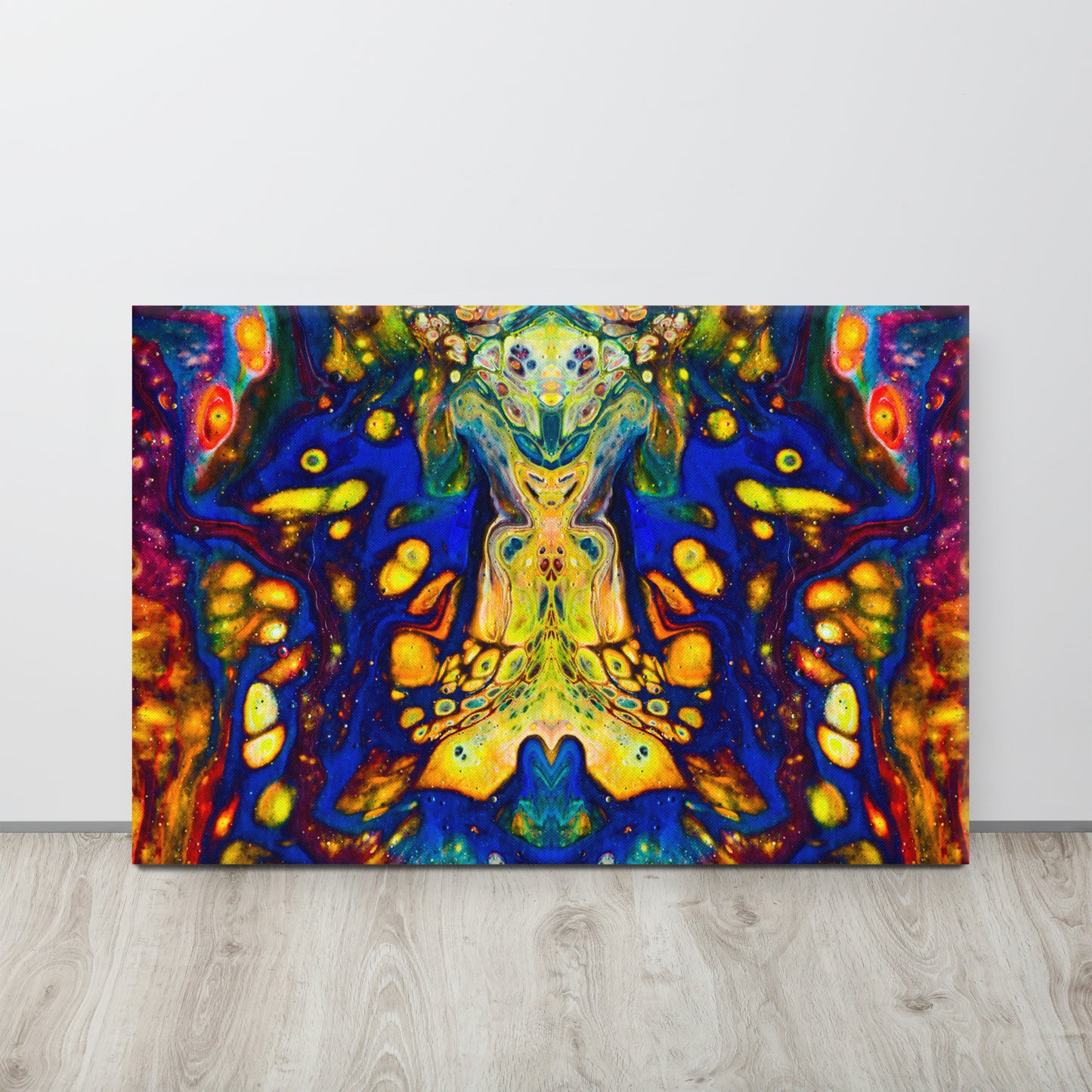 24x36 Abstract Canvas Print, Acrylic Painting Reproduction, Wall Art, Boho Living Room, Bedroom, Office, and Home Decor, Premium Canvas with Wooden Frame, Space Mantra by NightOwl Studio