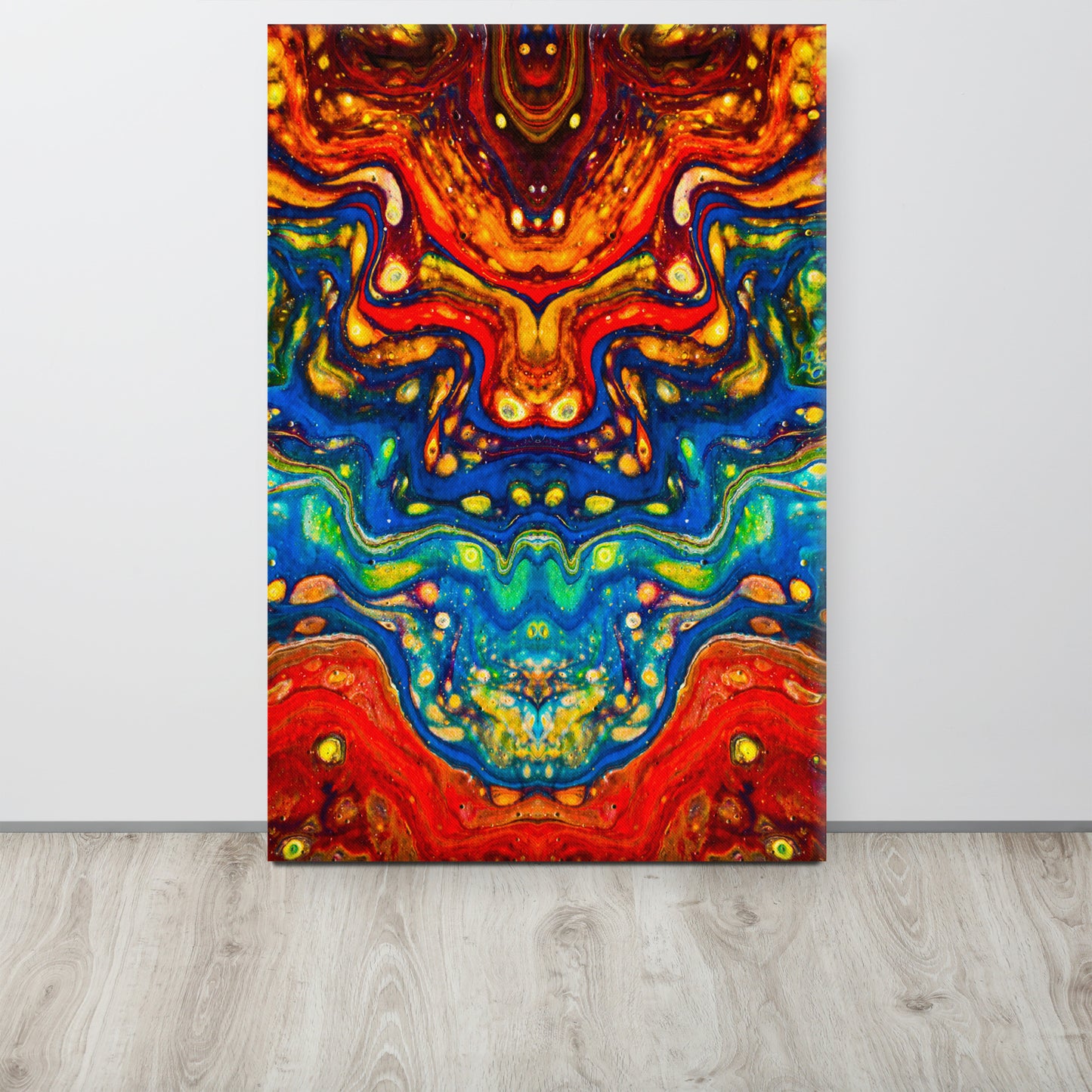 24x36 Abstract Canvas Print, Acrylic Painting Reproduction, Wall Art, Boho Living Room, Bedroom, Office, and Home Decor, Premium Canvas with Wooden Frame, Color Dragon by NightOwl Studio