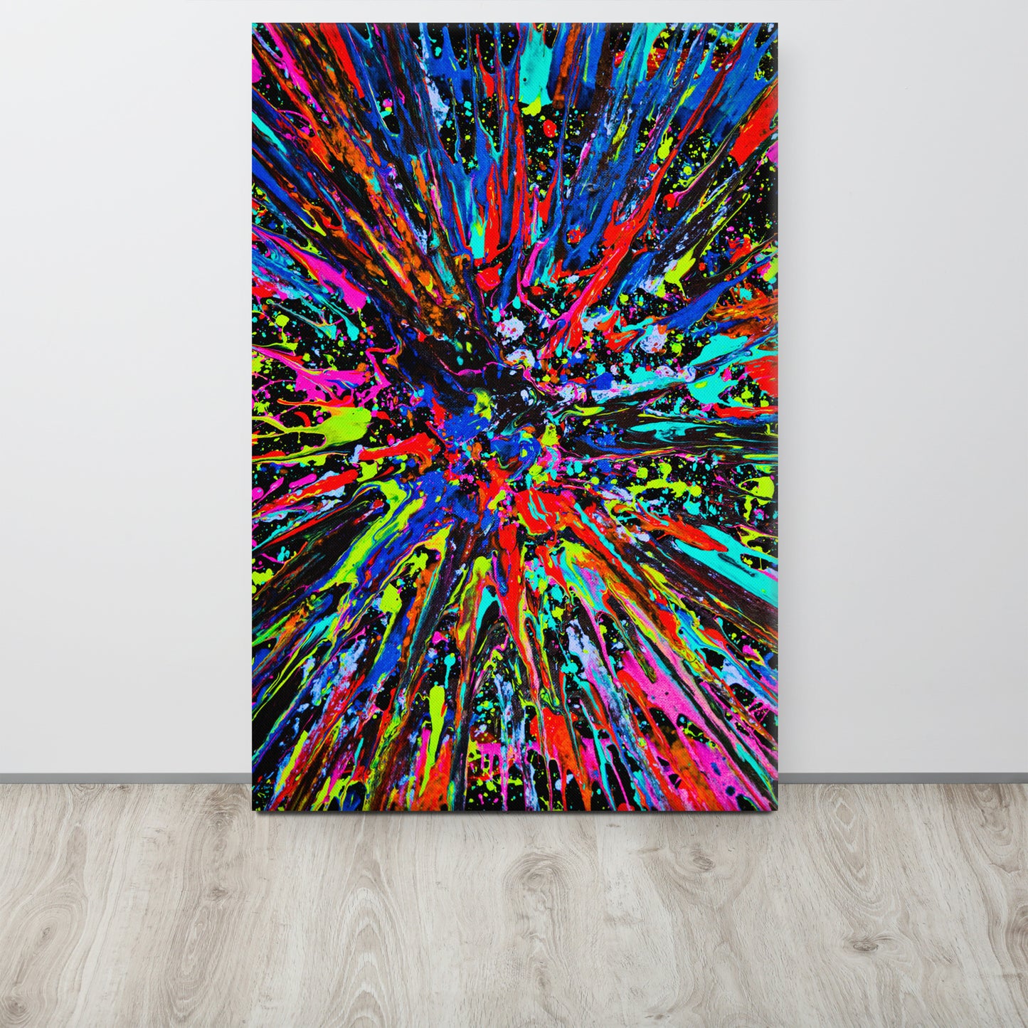 24x36 Abstract Canvas Print, Acrylic Painting Reproduction, Wall Art, Boho Living Room, Bedroom, Office, and Home Decor, Premium Canvas with Wooden Frame, Splatter by NightOwl Studio