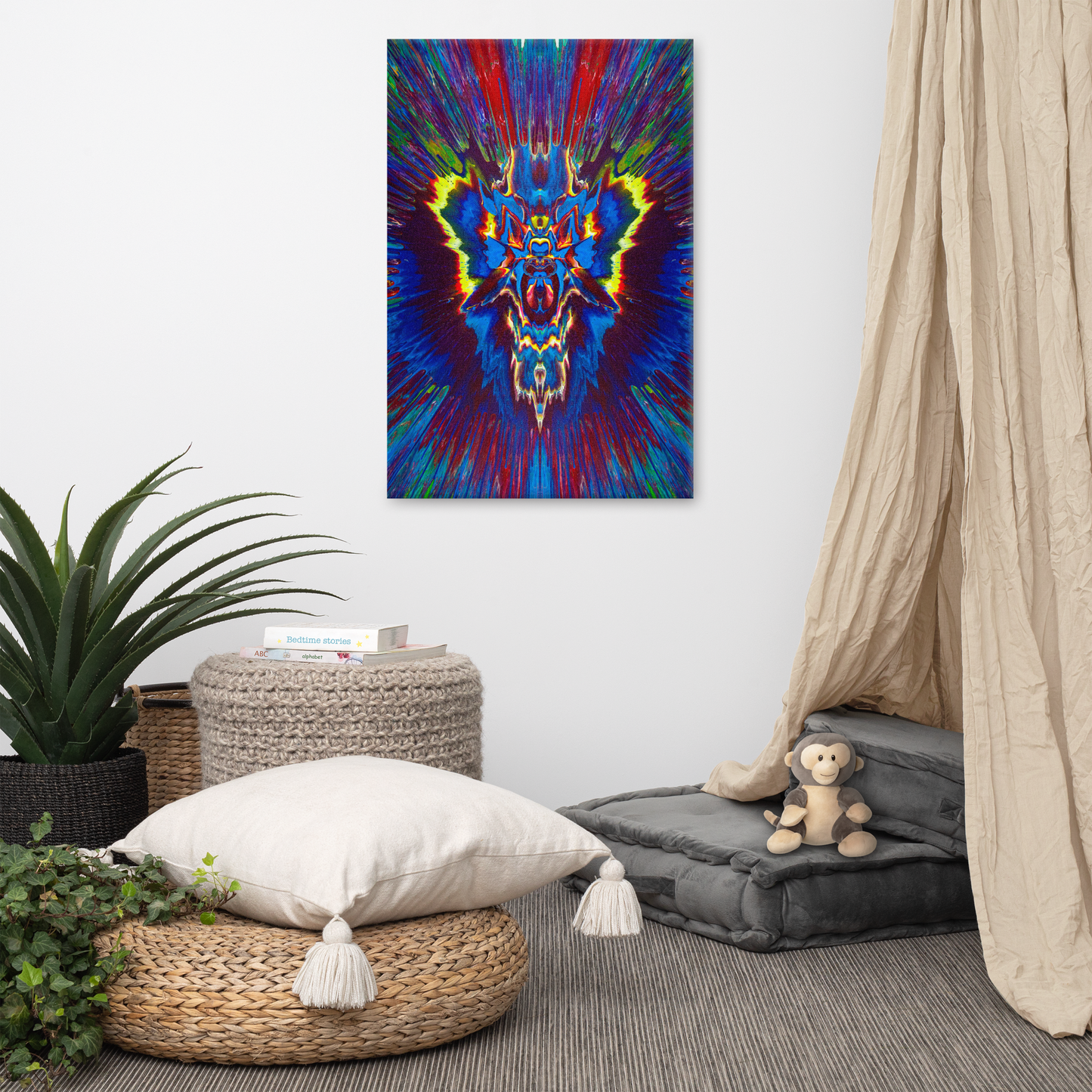 24x36 Abstract Canvas Print, Acrylic Painting Reproduction, Wall Art, Boho Living Room, Bedroom, Office, and Home Decor, Premium Canvas with Wooden Frame, Angel Storm by NightOwl Studio