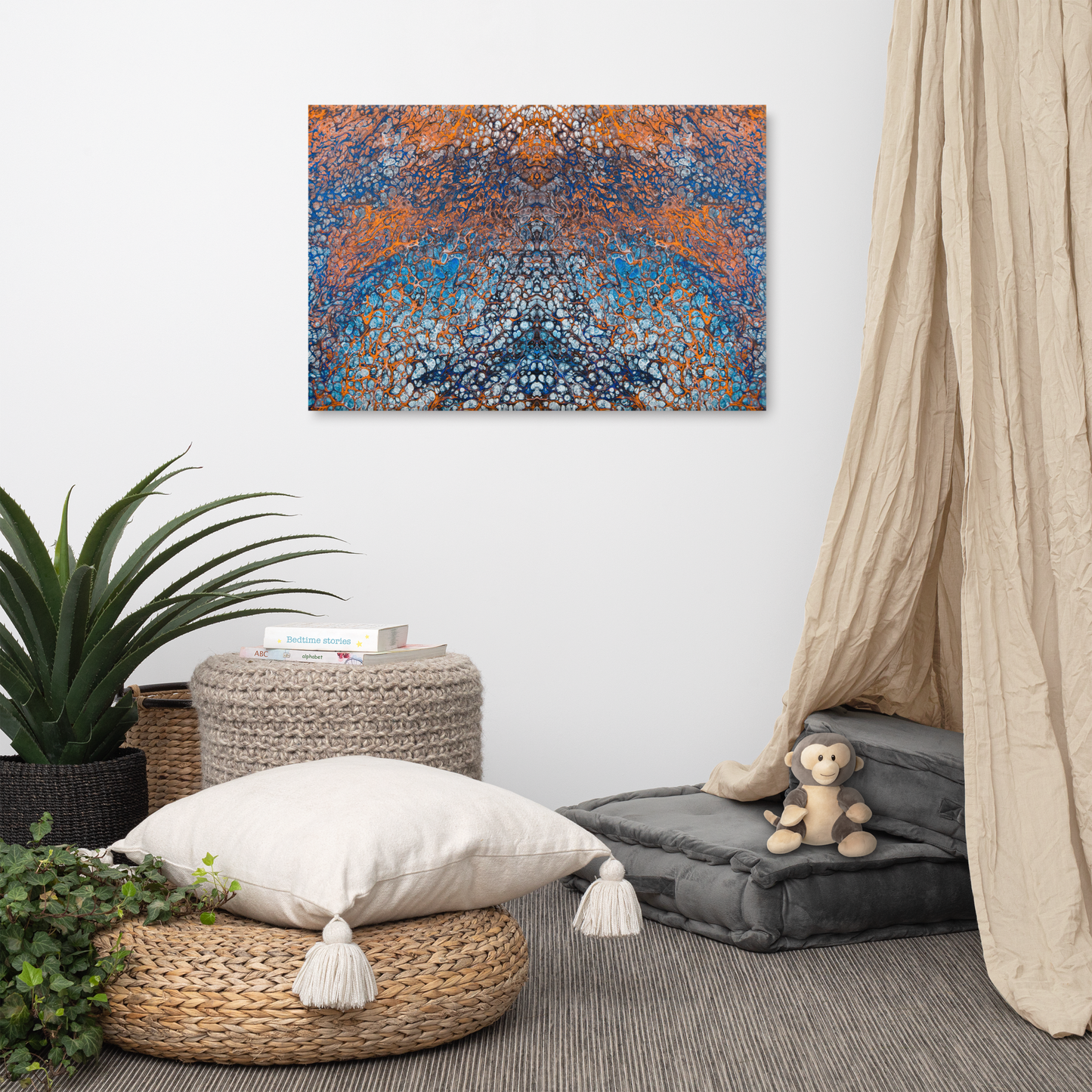 24x36 Abstract Canvas Print, Acrylic Painting Reproduction, Wall Art, Boho Living Room, Bedroom, Office, and Home Decor, Premium Canvas with Wooden Frame, Butterfly Effect by NightOwl Studio